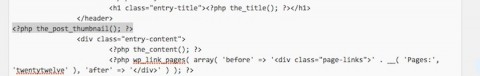 個別ページのアイキャッチ画像位置変更/content-page.phpのコード貼付け後