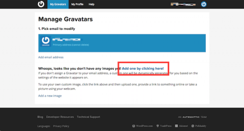 gravatarのログイン後画面