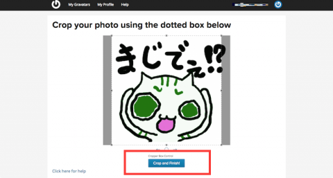 gravatarの画像編集画面