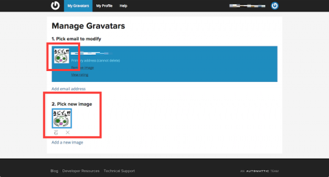 gravatarのアバター画像登録完了画面
